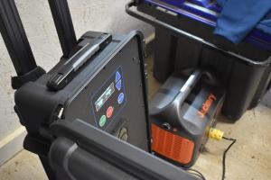 A MagnaWavePEMF machine Julian hooked up to a Jackery Power Generator