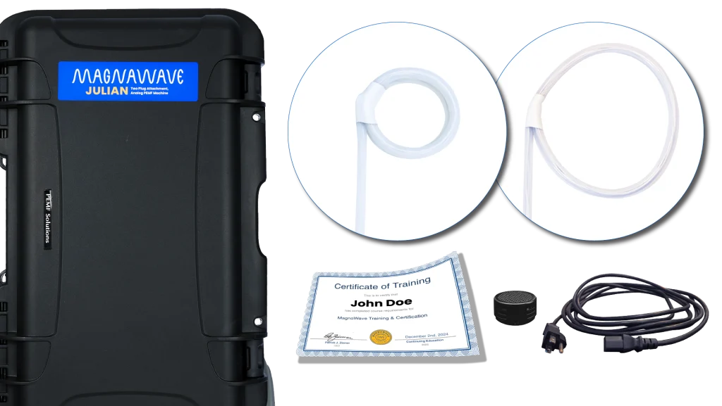 MagnaWavePEMF machine Julian with Butterfly Loop and Large Loop attachments