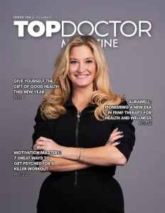 Picture of the front cover of Top Doctor Magazine, featuring MagnaWavePEMF President Alane Paulley
